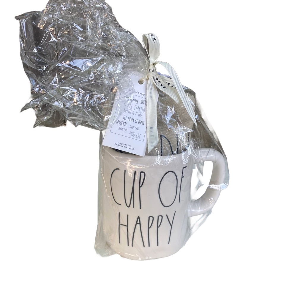 New Rae Dunn Ceramic Mug and tea towel set